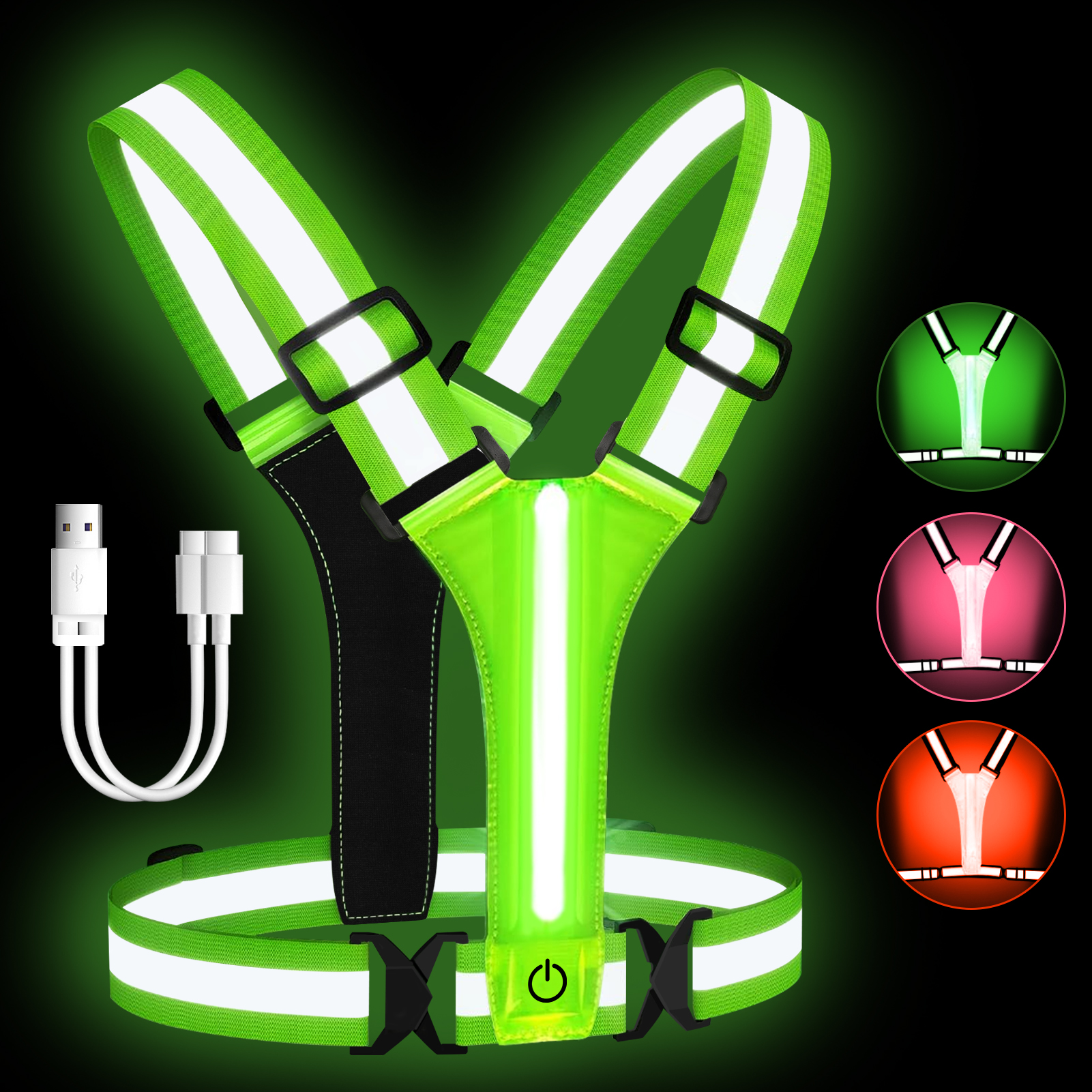 Adjustable LED Reflective Vest - Running Gear Satisfy recensie en prijs