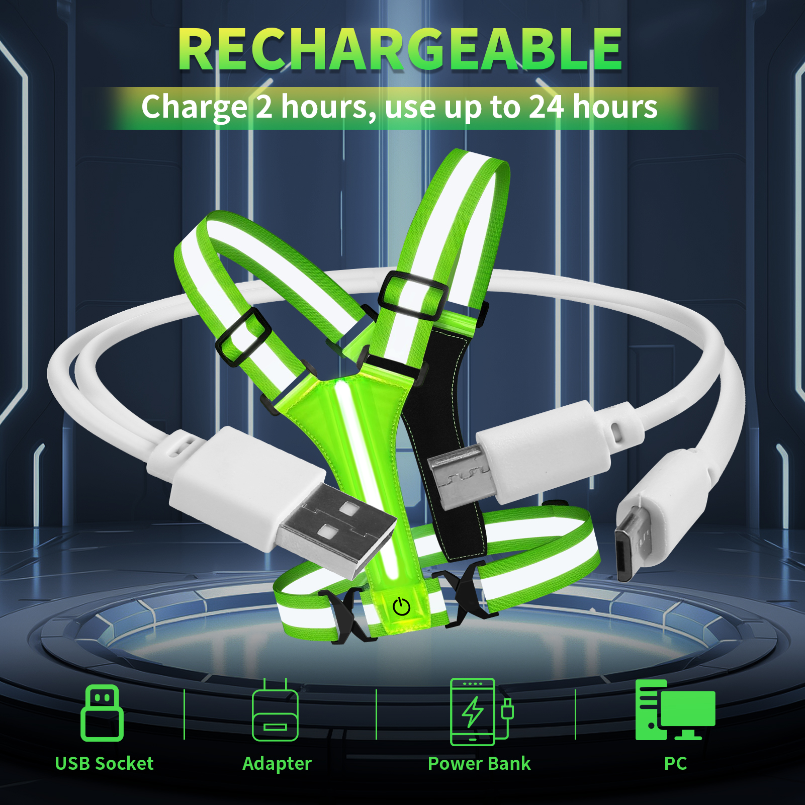 Adjustable LED Reflective Vest - Running Gear Satisfy recensie en prijs